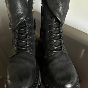 A.S.98 Lockwood Combat Ankle Boots black Leather Zip Up like new
